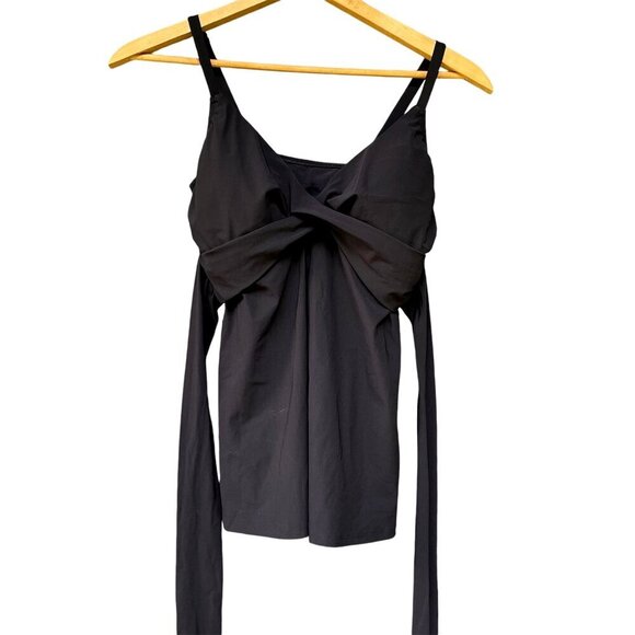 Land's End Women's Side-Tie V-Neck Wrap Adjustable Black Tankini Swimsuit Top 12 - Picture 1 of 11